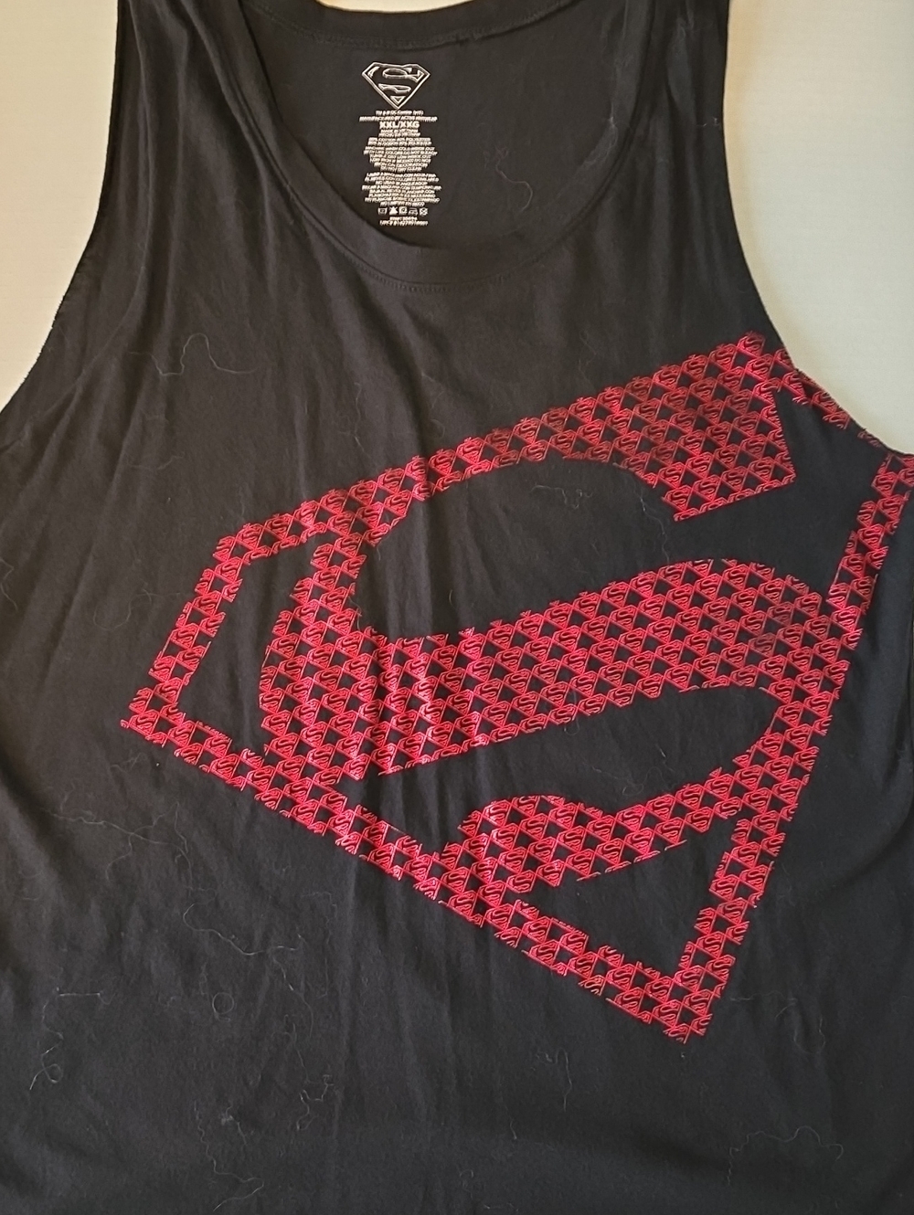 DC Comics Superman All Over Mosaic Logo Graphic Tank Top Black XXL Superhero